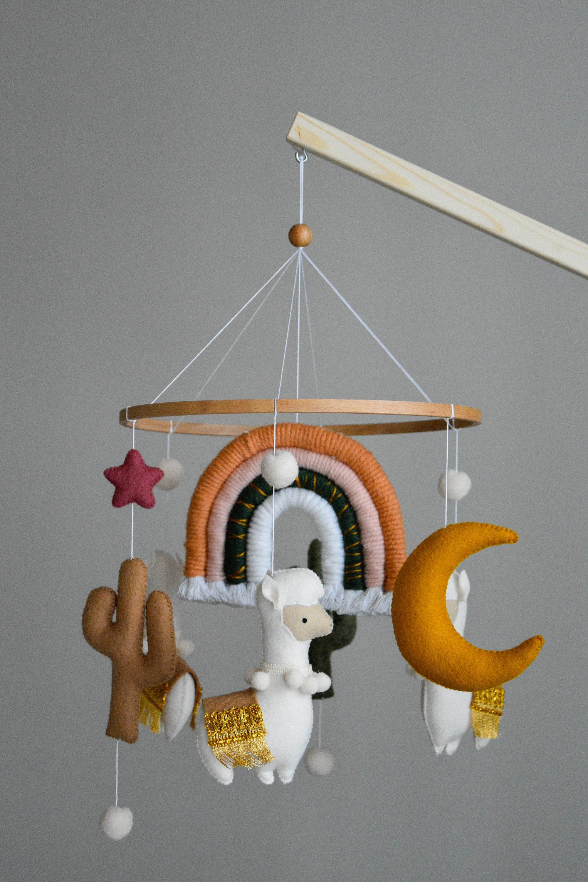 Llama mobile with rainbow stars cactus and moon - Minidreams Decor