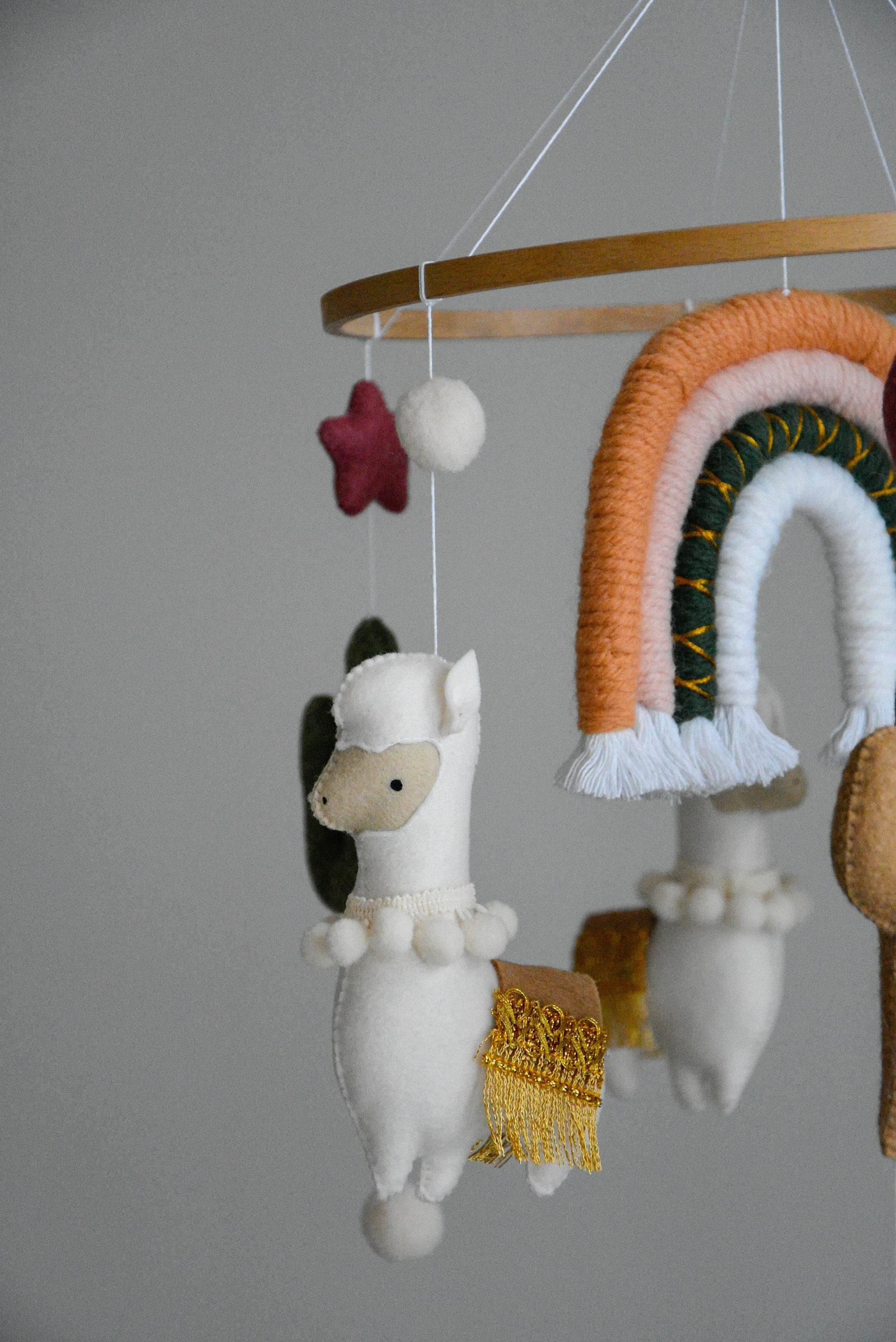 Llama mobile with rainbow stars cactus and moon - Minidreams Decor