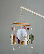 Llama mobile with cactus, felted balls and stars - Minidreams Decor