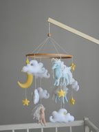 Horse mobile with clouds and pale yellow stars - Minidreams Decor