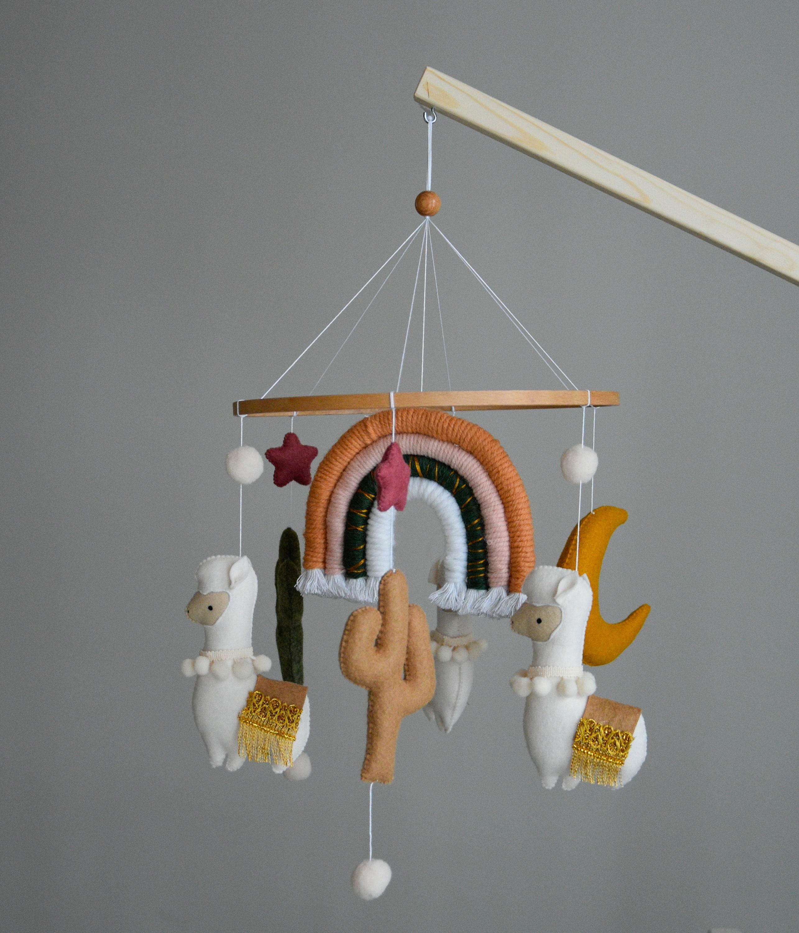 Llama mobile with rainbow stars cactus and moon - Minidreams Decor