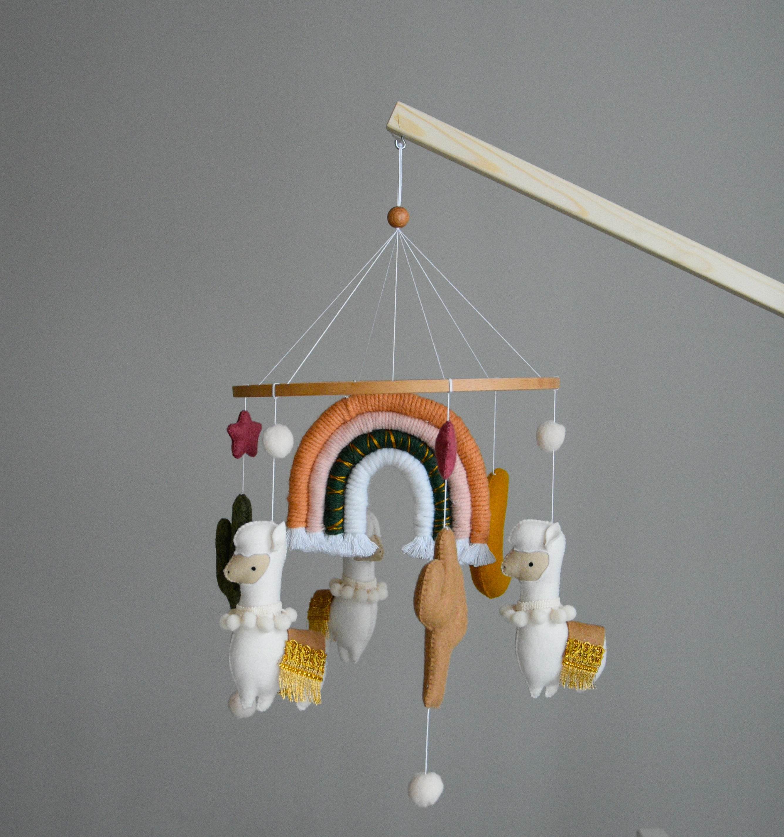 Llama mobile with rainbow stars cactus and moon - Minidreams Decor