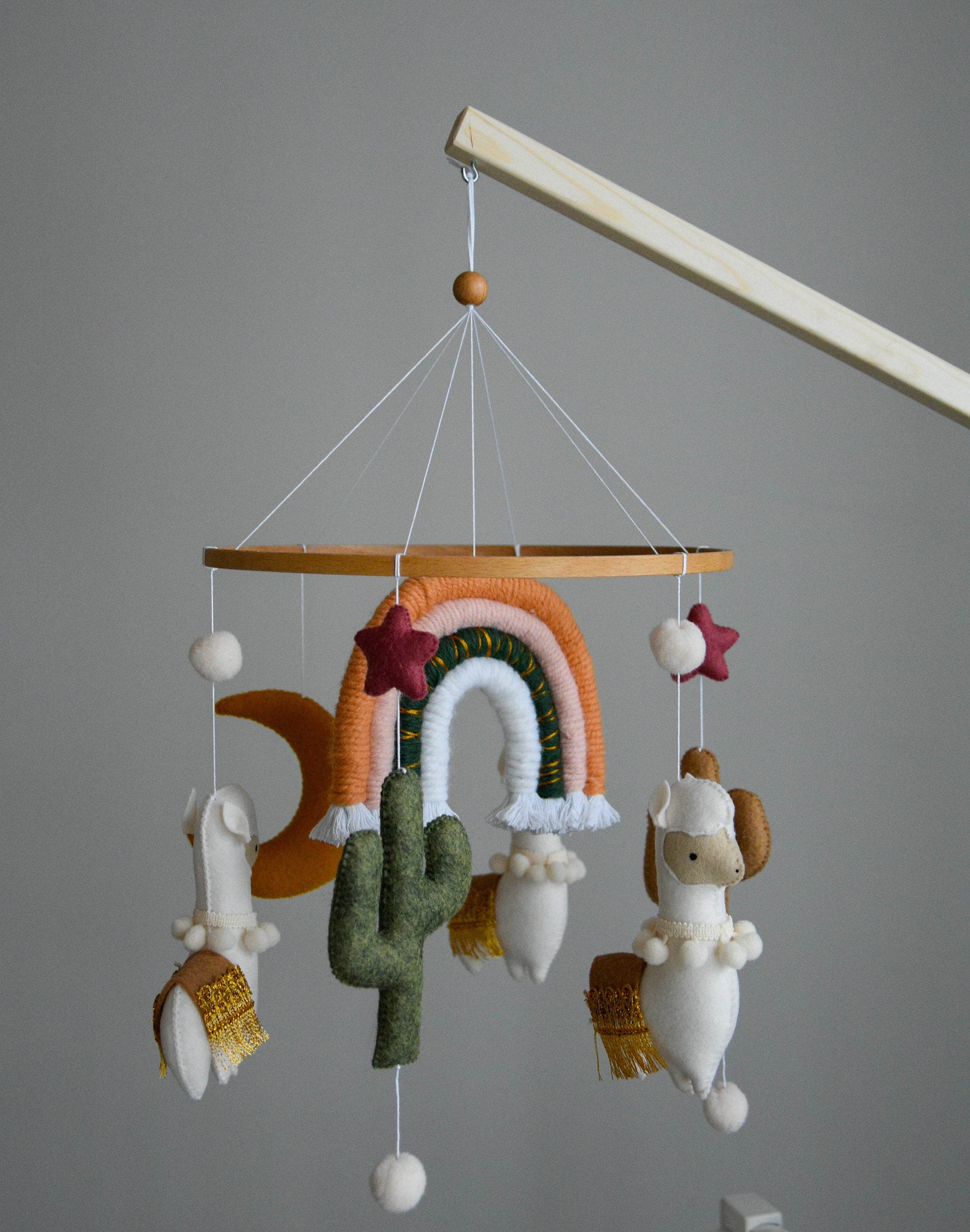 Llama mobile with rainbow stars cactus and moon - Minidreams Decor