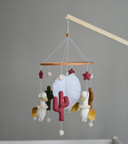 Llama mobile with cactus, felted balls and stars - Minidreams Decor