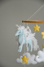 Horse mobile with clouds and pale yellow stars - Minidreams Decor