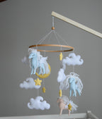 Horse mobile with clouds and pale yellow stars - Minidreams Decor