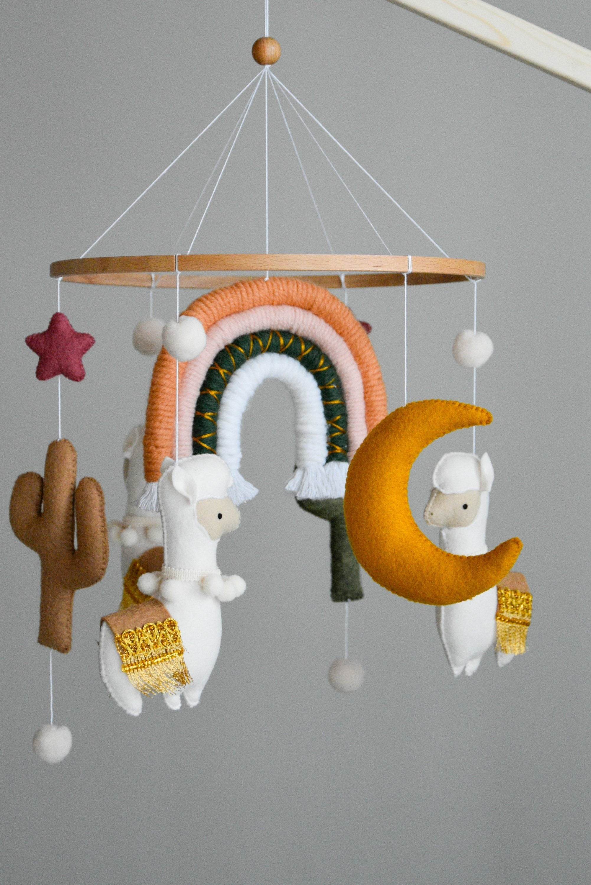 Llama mobile with rainbow stars cactus and moon - Minidreams Decor