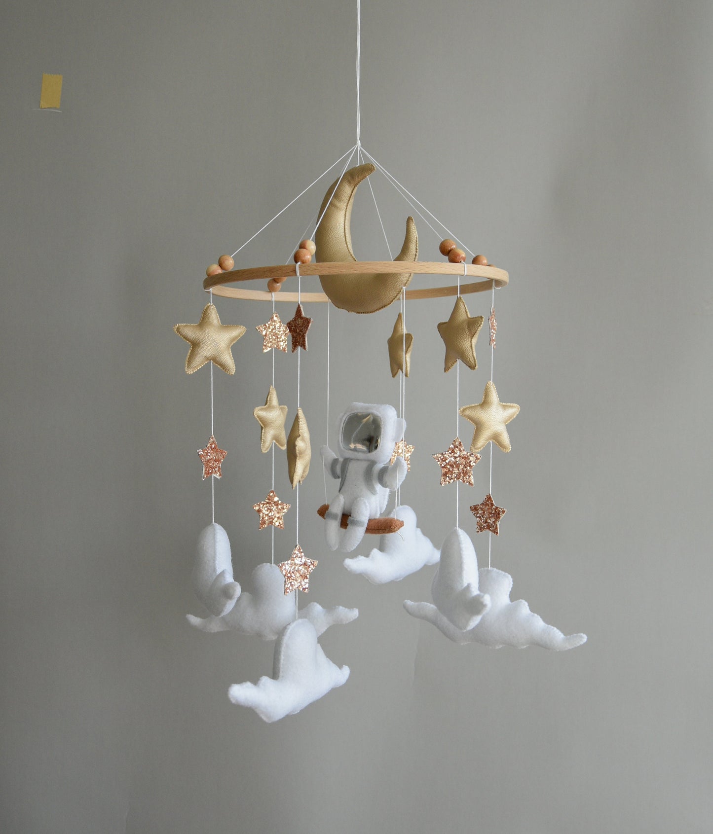 Astronaut space baby mobile with stars and moon