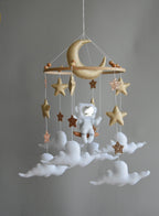 Astronaut space baby mobile with stars and moon - Minidreams Decor