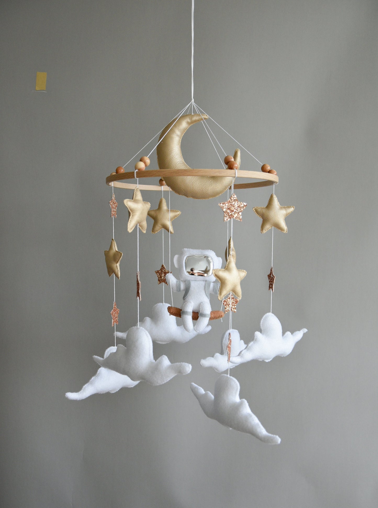 Astronaut space baby mobile with stars and moon