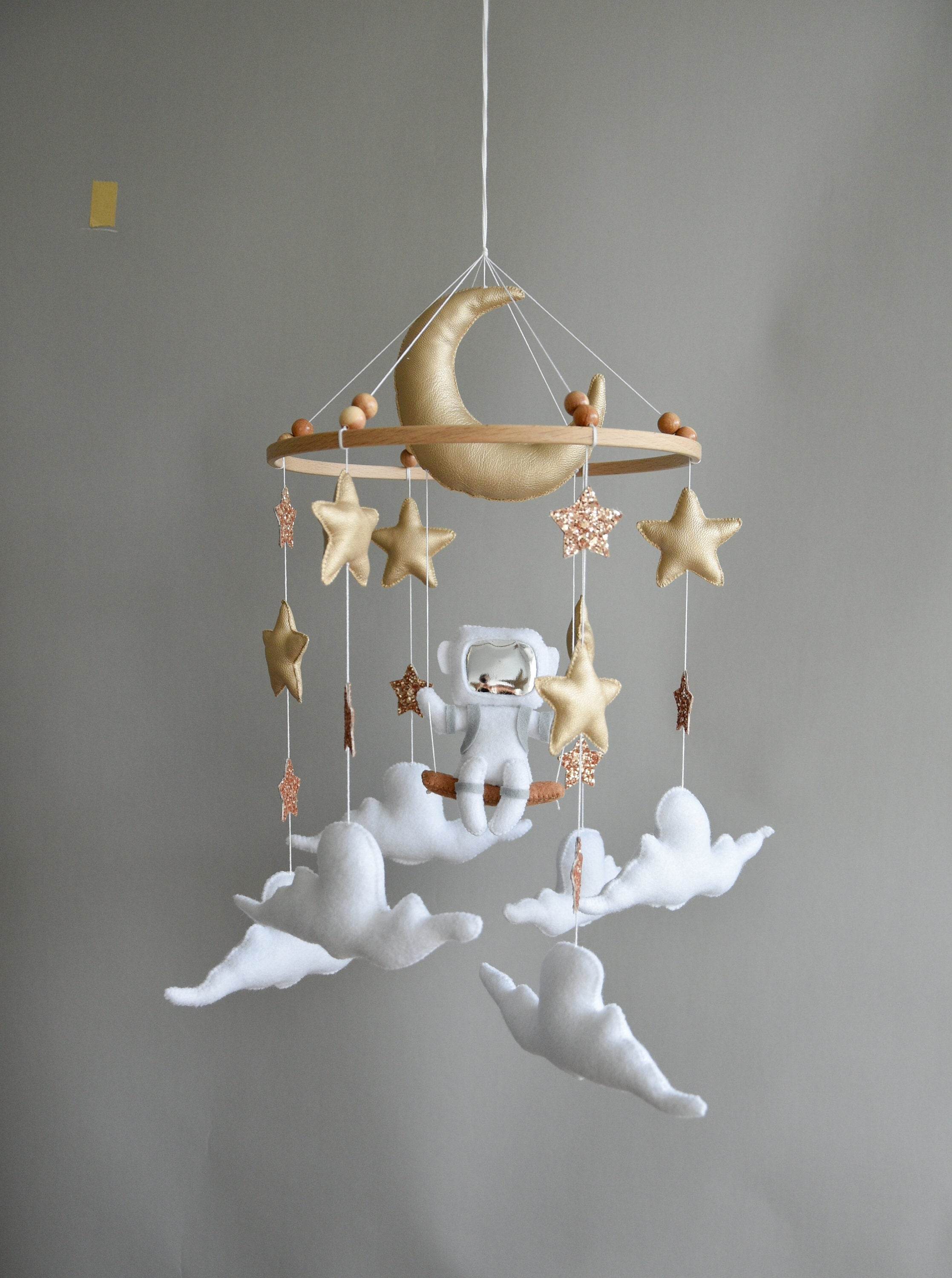 Astronaut space baby mobile with stars and moon - Minidreams Decor