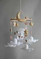 Astronaut space baby mobile with stars and moon - Minidreams Decor