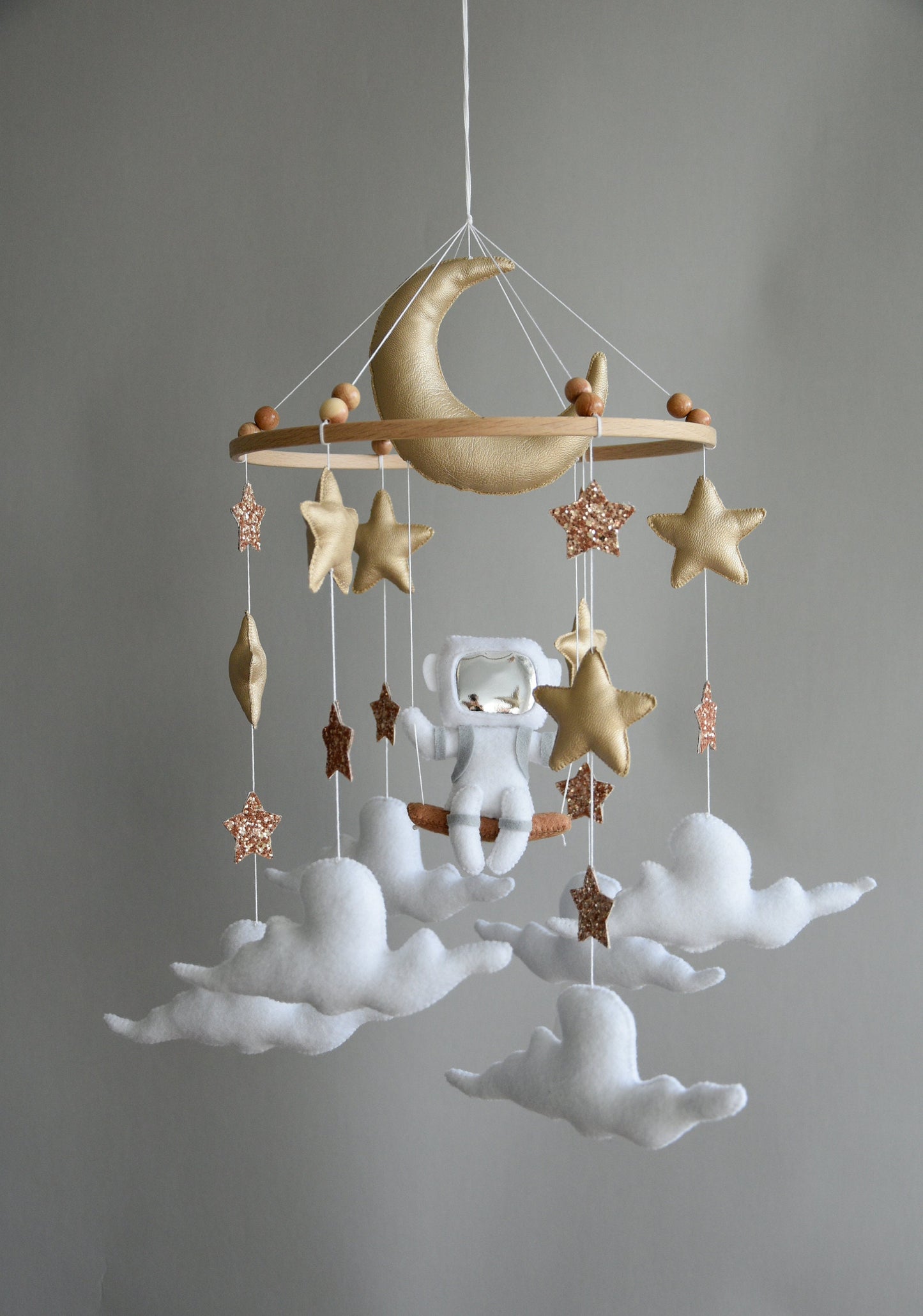 Astronaut space baby mobile with stars and moon