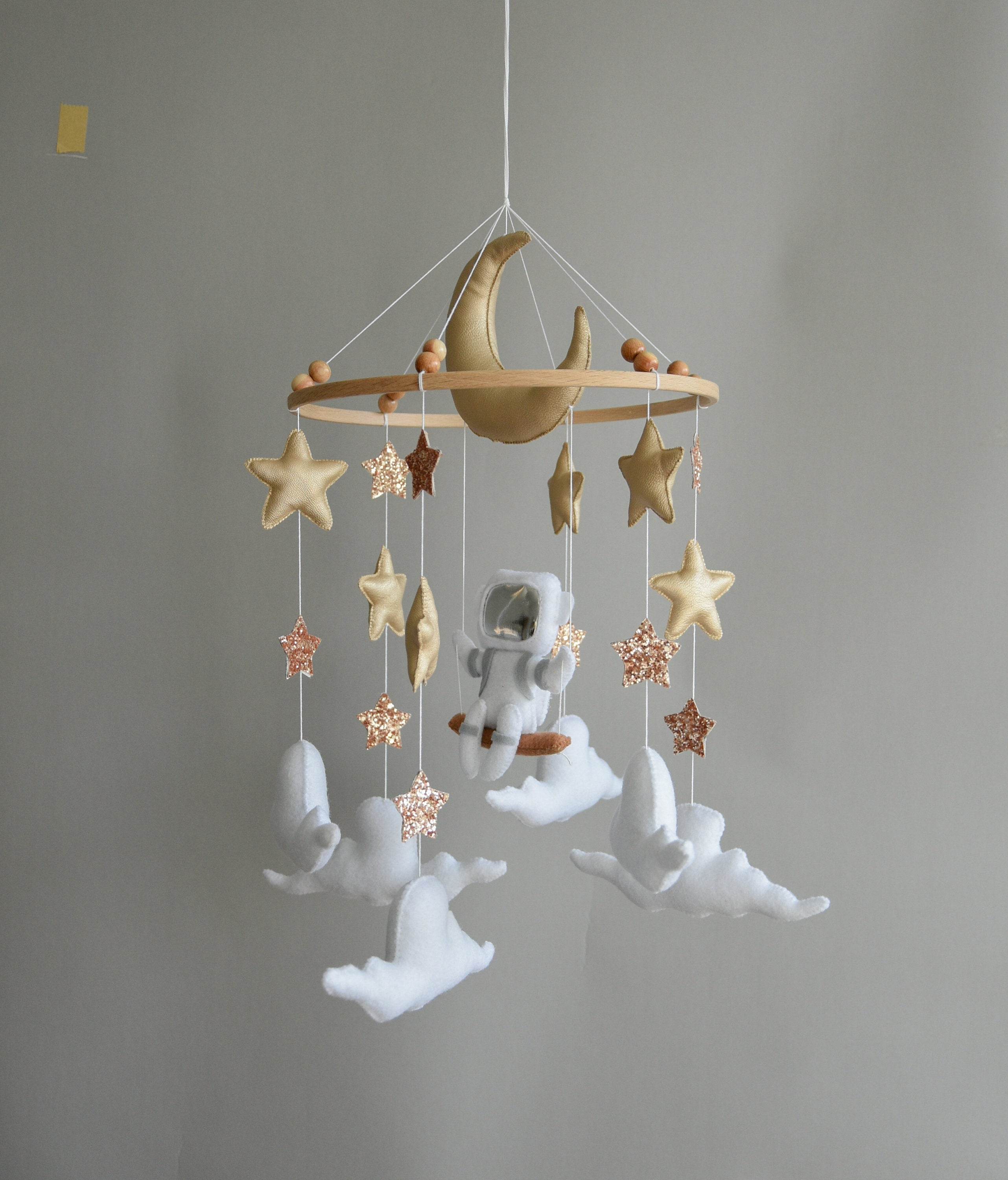 Astronaut space baby mobile with stars and moon - Minidreams Decor
