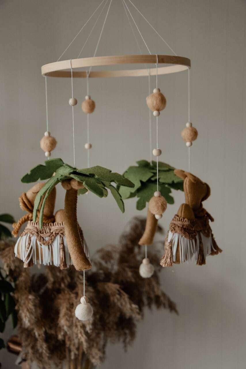 Boho mobile with camel and palm tree - Minidreams Decor