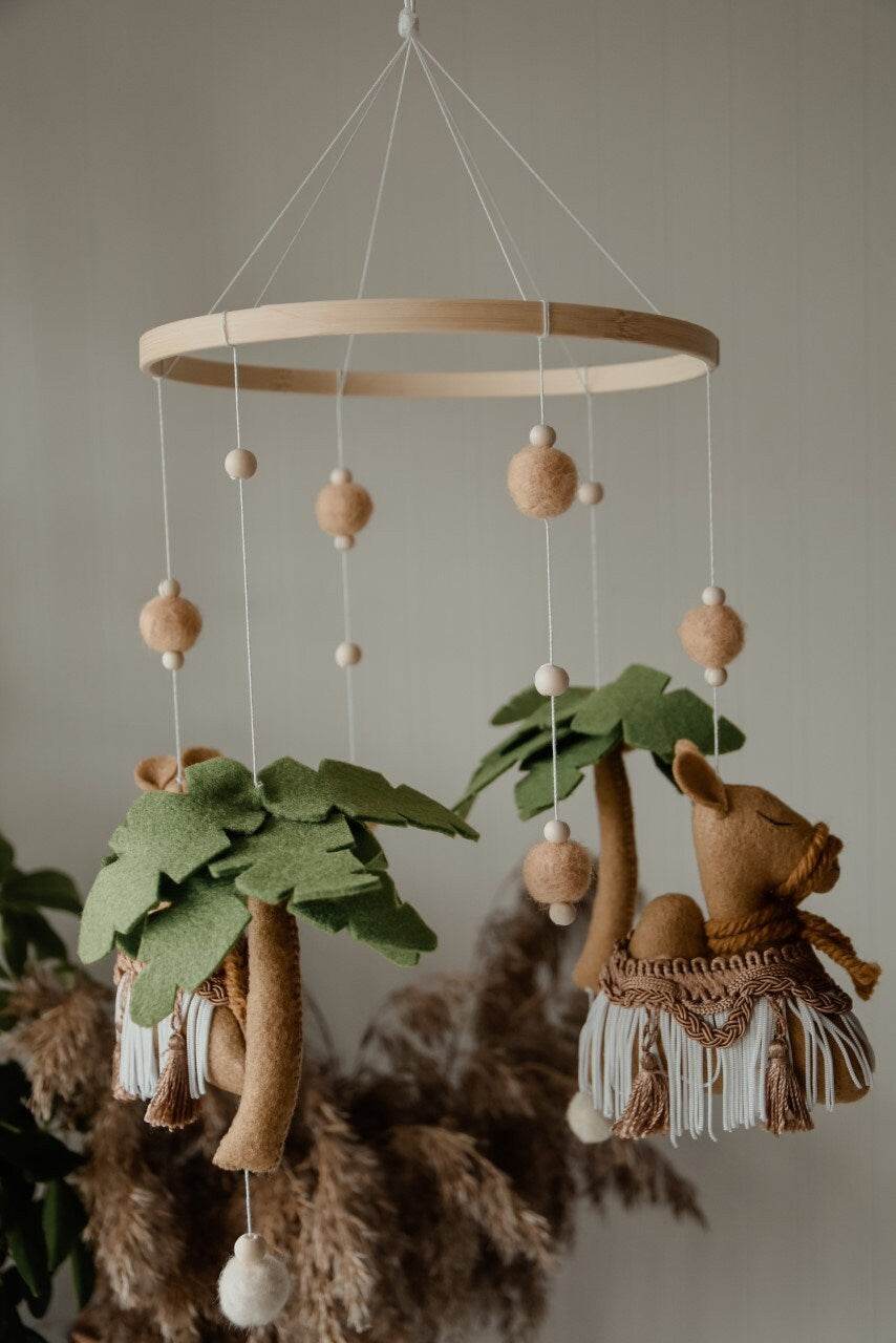 Boho mobile with camel and palm tree - Minidreams Decor