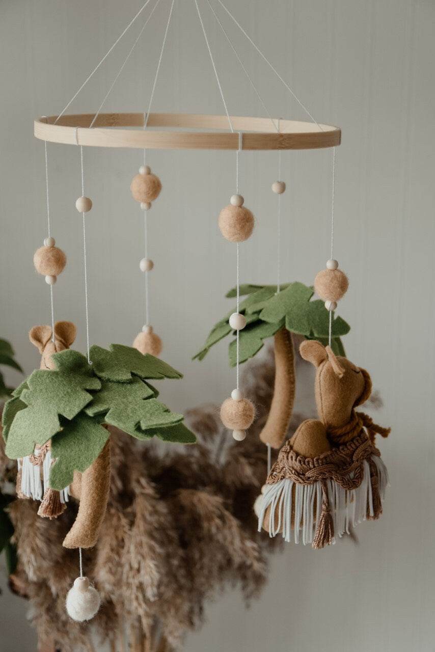 Boho mobile with camel and palm tree - Minidreams Decor