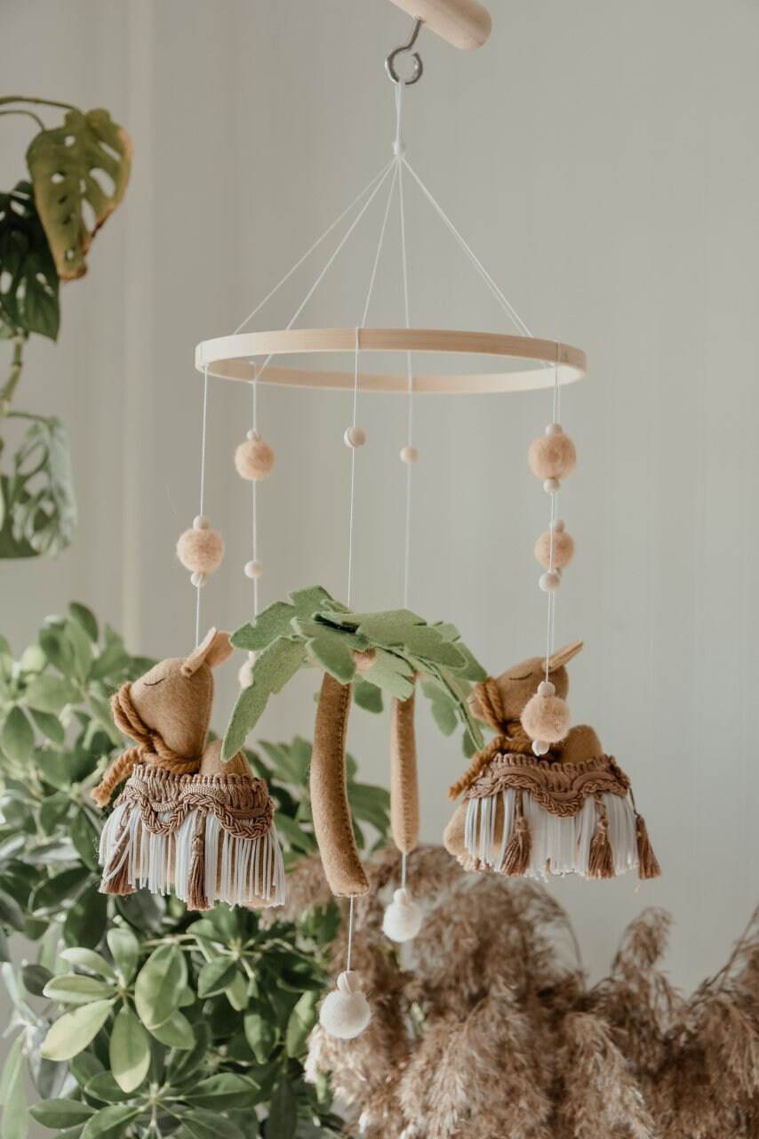 Boho mobile with camel and palm tree - Minidreams Decor