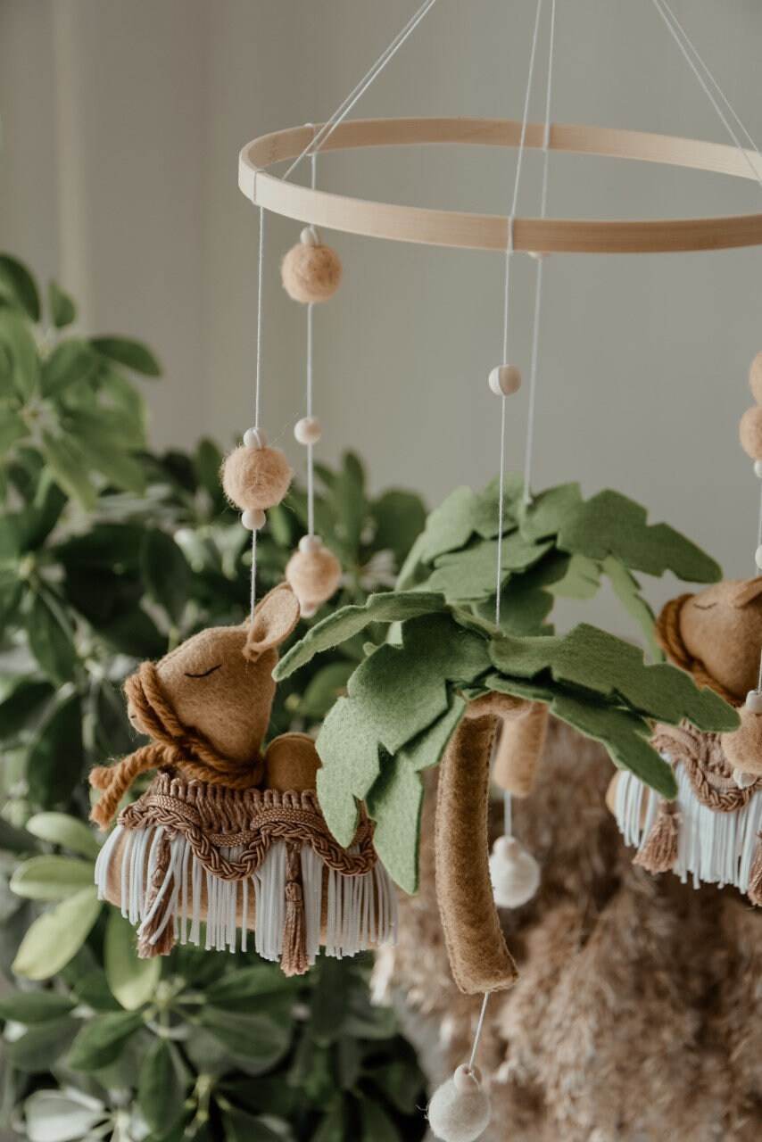 Boho mobile with camel and palm tree - Minidreams Decor