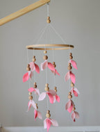 Pink floral baby mobile - Minidreams Decor
