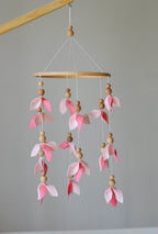 Pink floral baby mobile - Minidreams Decor