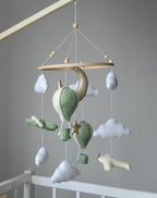 Airplane nursery baby mobile with hot air balloon - Minidreams Decor