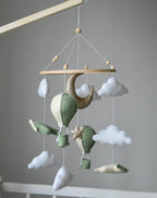 Airplane nursery baby mobile with hot air balloon - Minidreams Decor