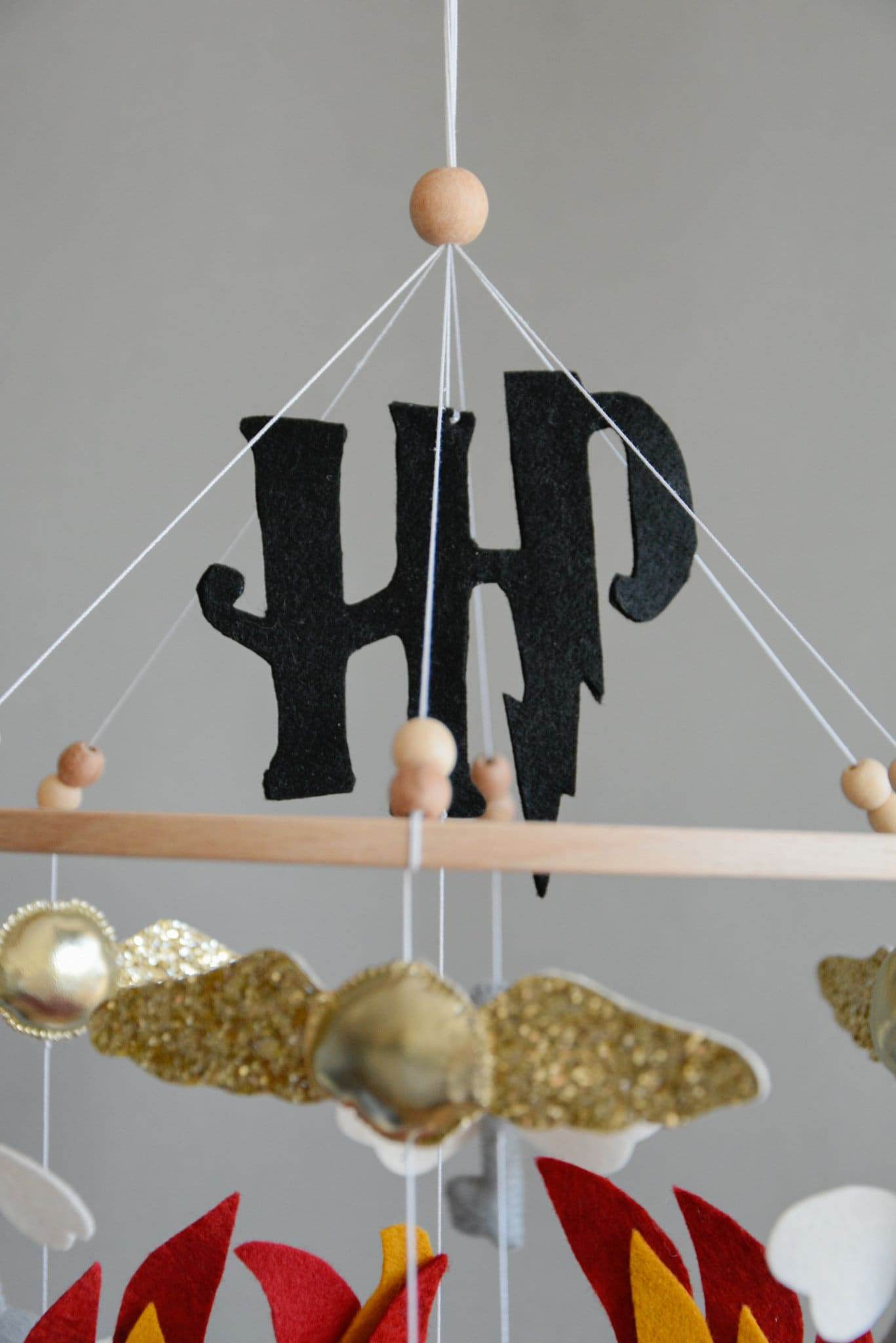Harry Potter themed mobile, Wizard, Phoenix, Flying keys, Lighting bolt - Minidreams Decor
