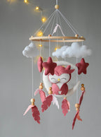 Owl Mobile with clouds and feathers - Minidreams Decor