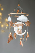 Owl Mobile with clouds and feathers - Minidreams Decor