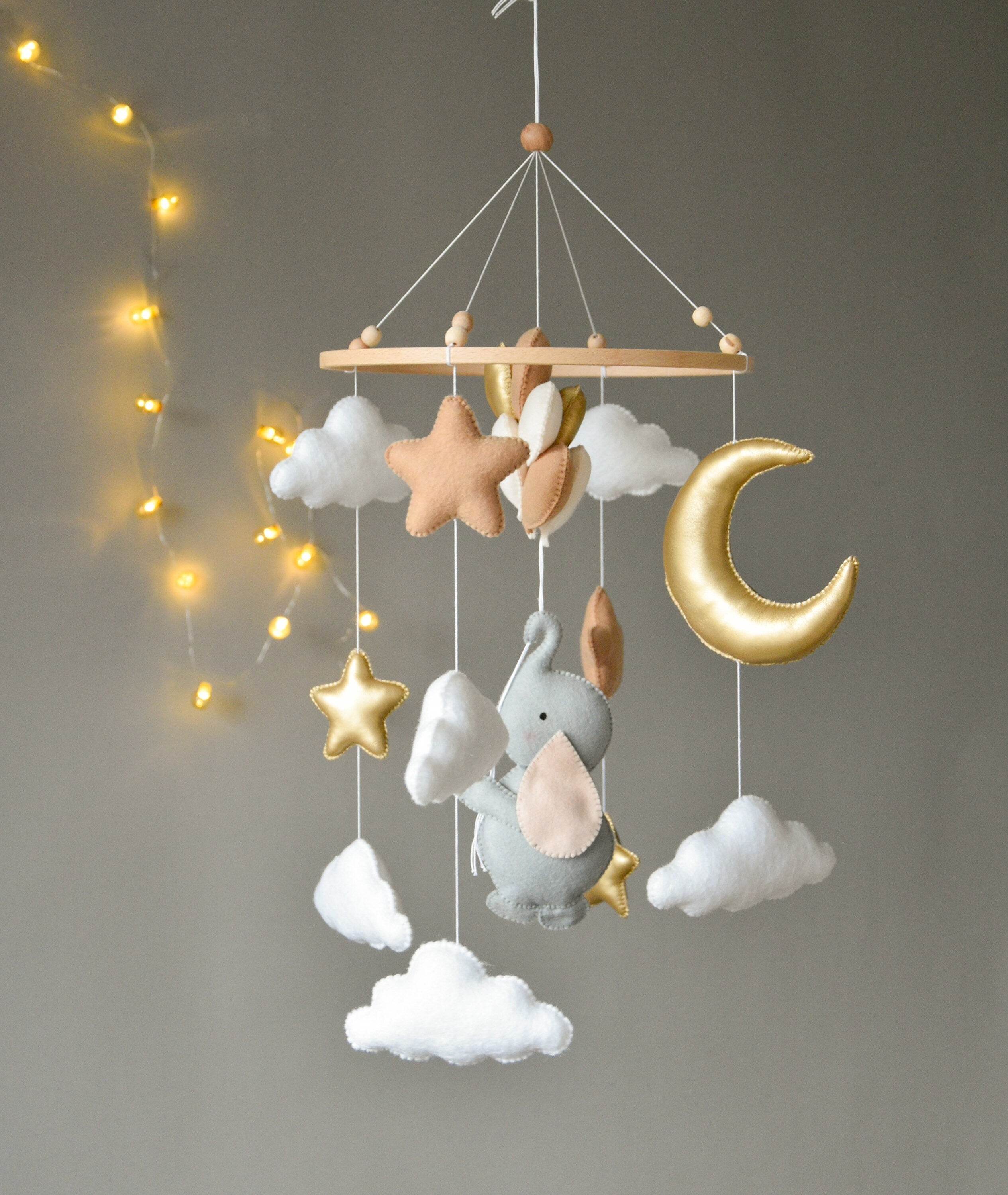 Baby mobile with elephant, moon, clouds and stars - Minidreams Decor