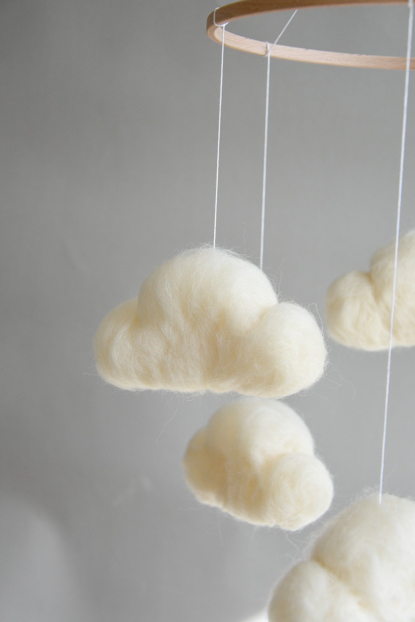 Felted cloud mobile