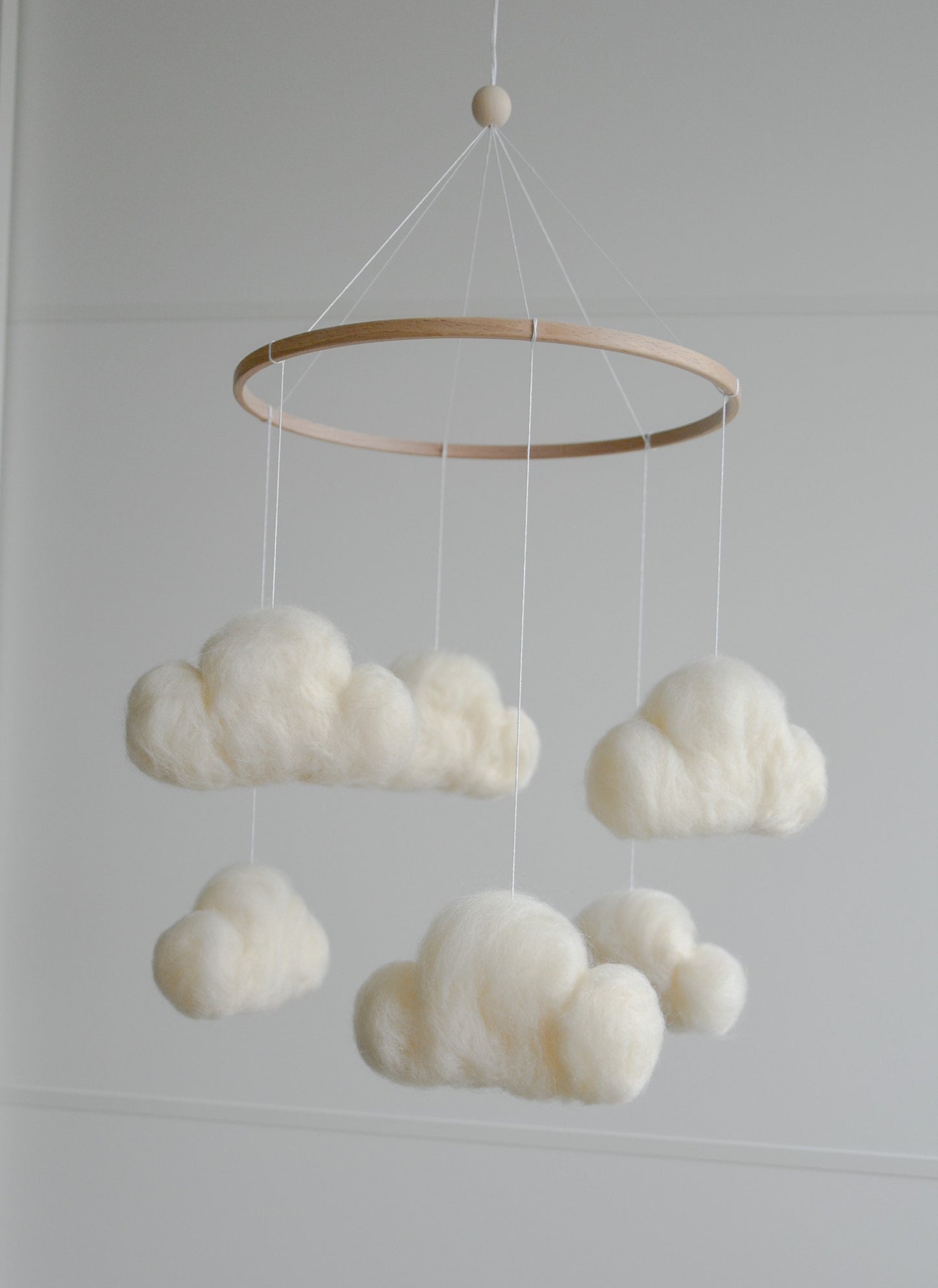 Felted cloud mobile