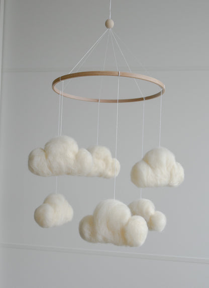 Felted cloud mobile