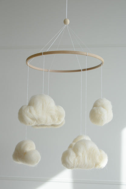 Felted cloud mobile