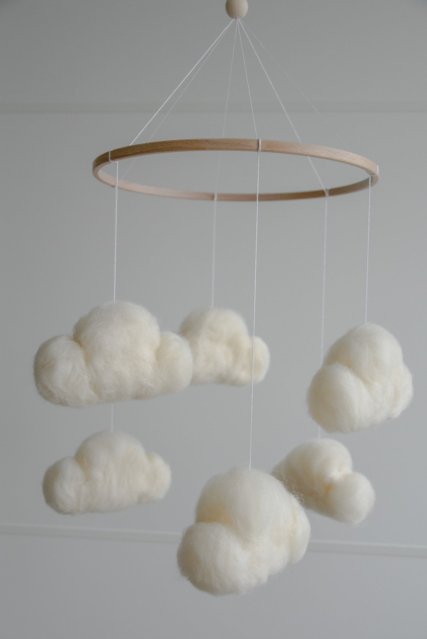 Felted cloud mobile