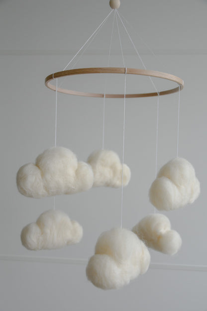 Felted cloud mobile