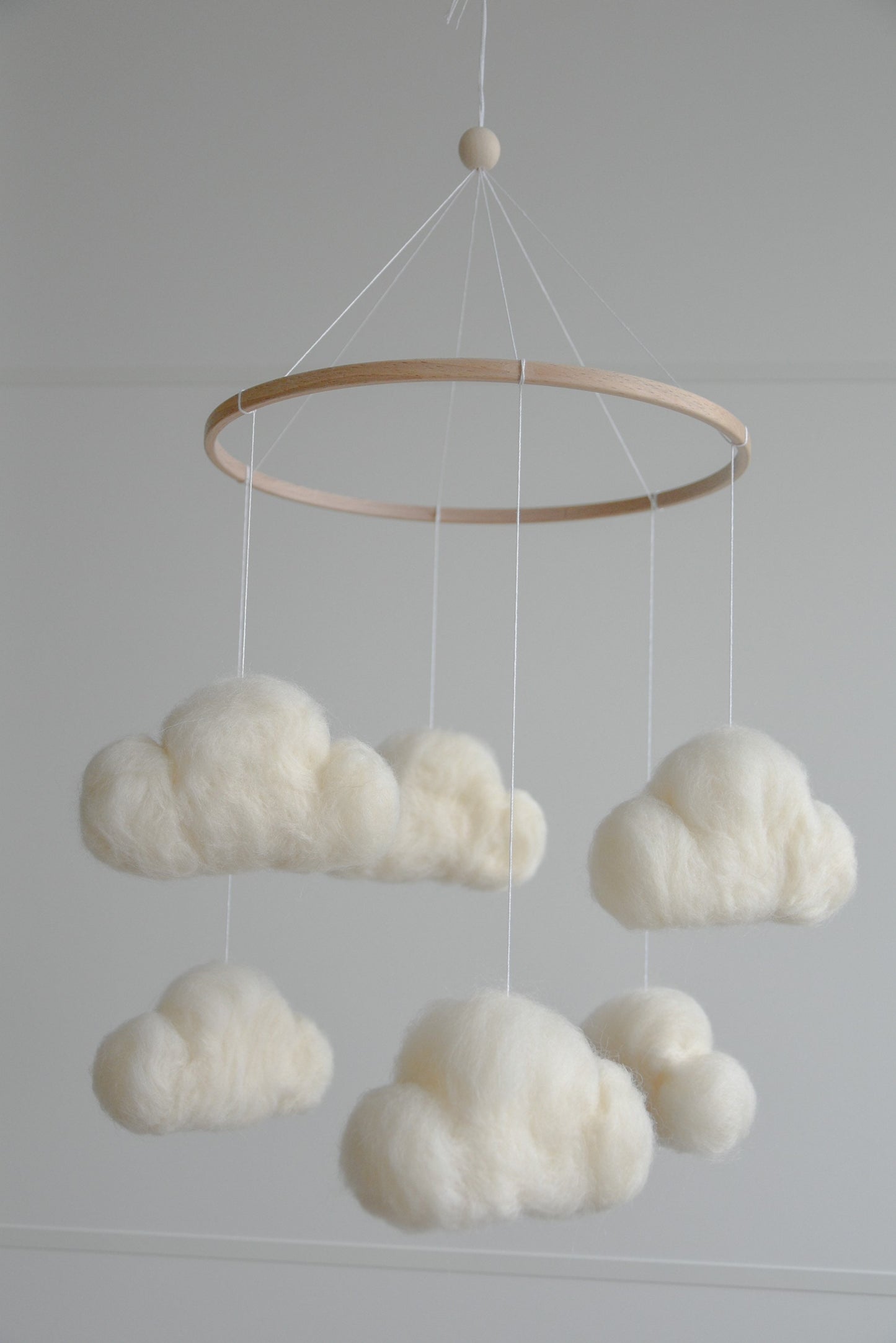 Felted cloud mobile