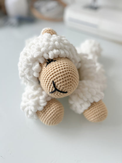 Crochet lamb soft cuddle planket