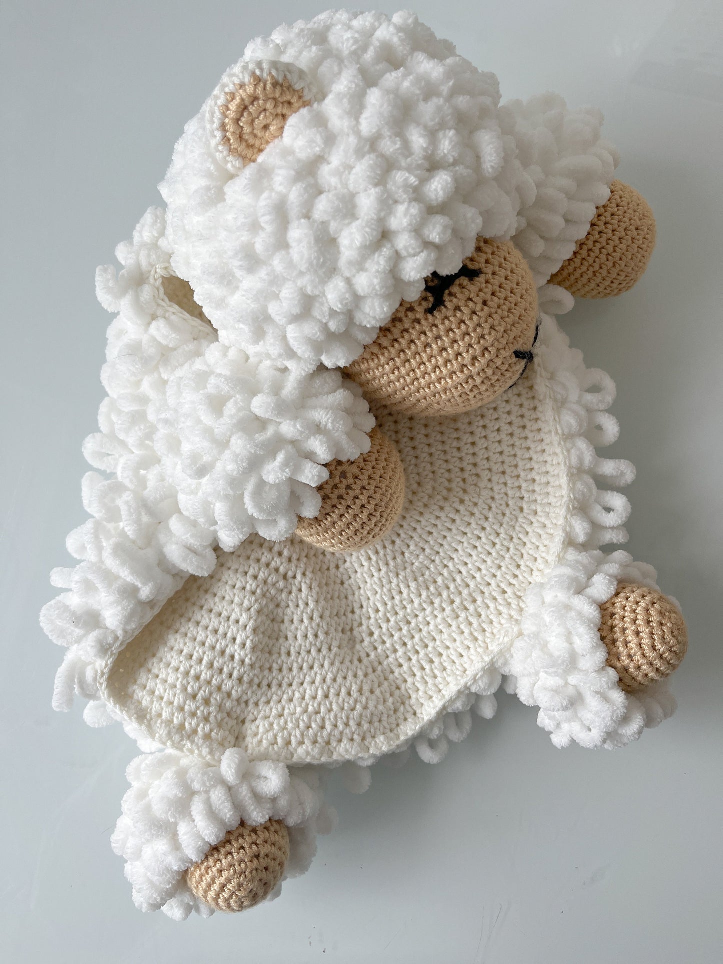 Crochet lamb soft cuddle planket