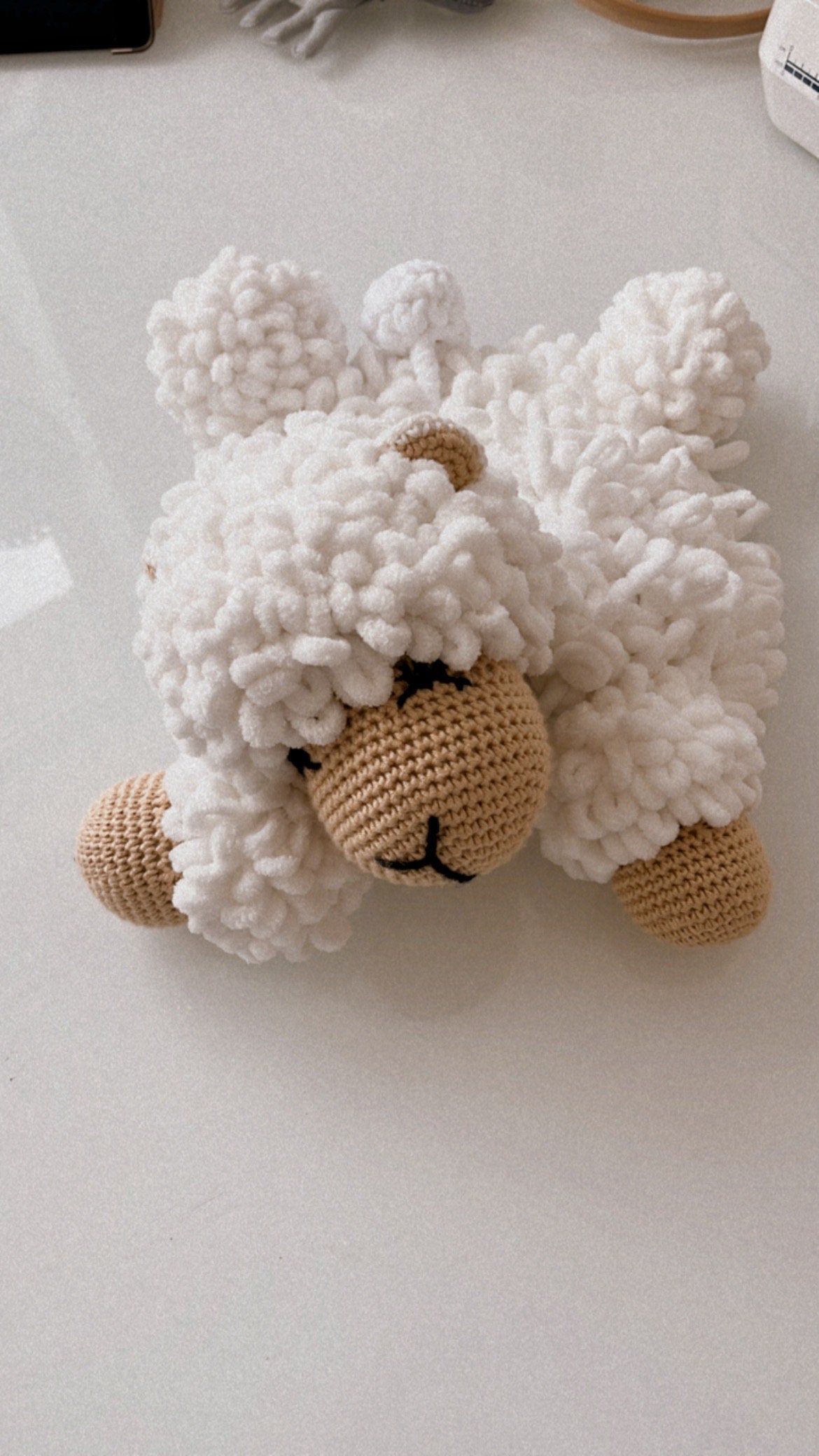 Crochet lamb soft cuddle planket