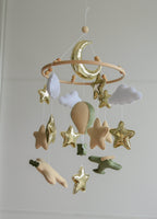 Airplane nursery baby mobile with hot air balloon - Minidreams Decor